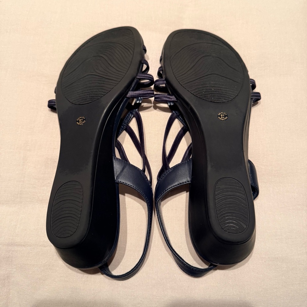 Elegant Navy Blue Strappy Women's Sandals | Elastic Strap | Size 10 - Picture 7 of 13